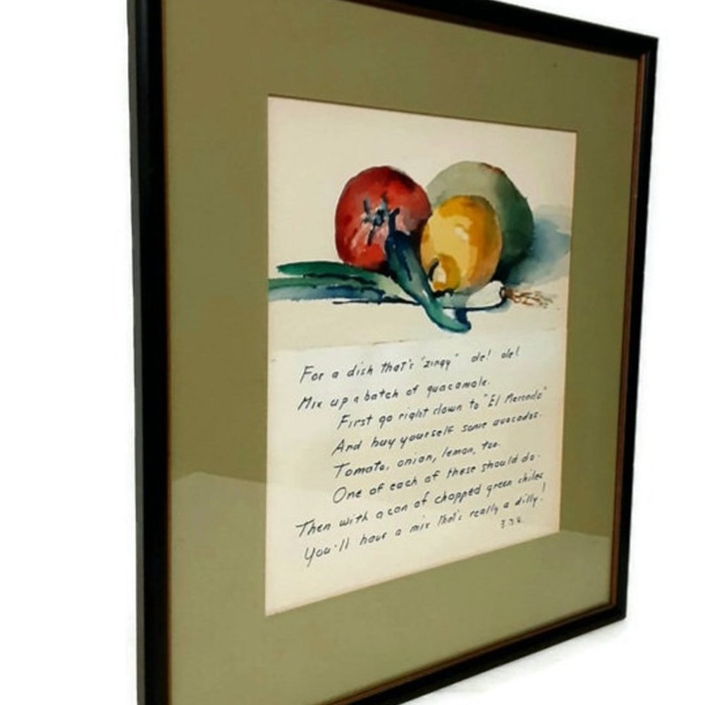 Vintage Mexican Folk Art Still Life - El Mercado Poem By BBH
